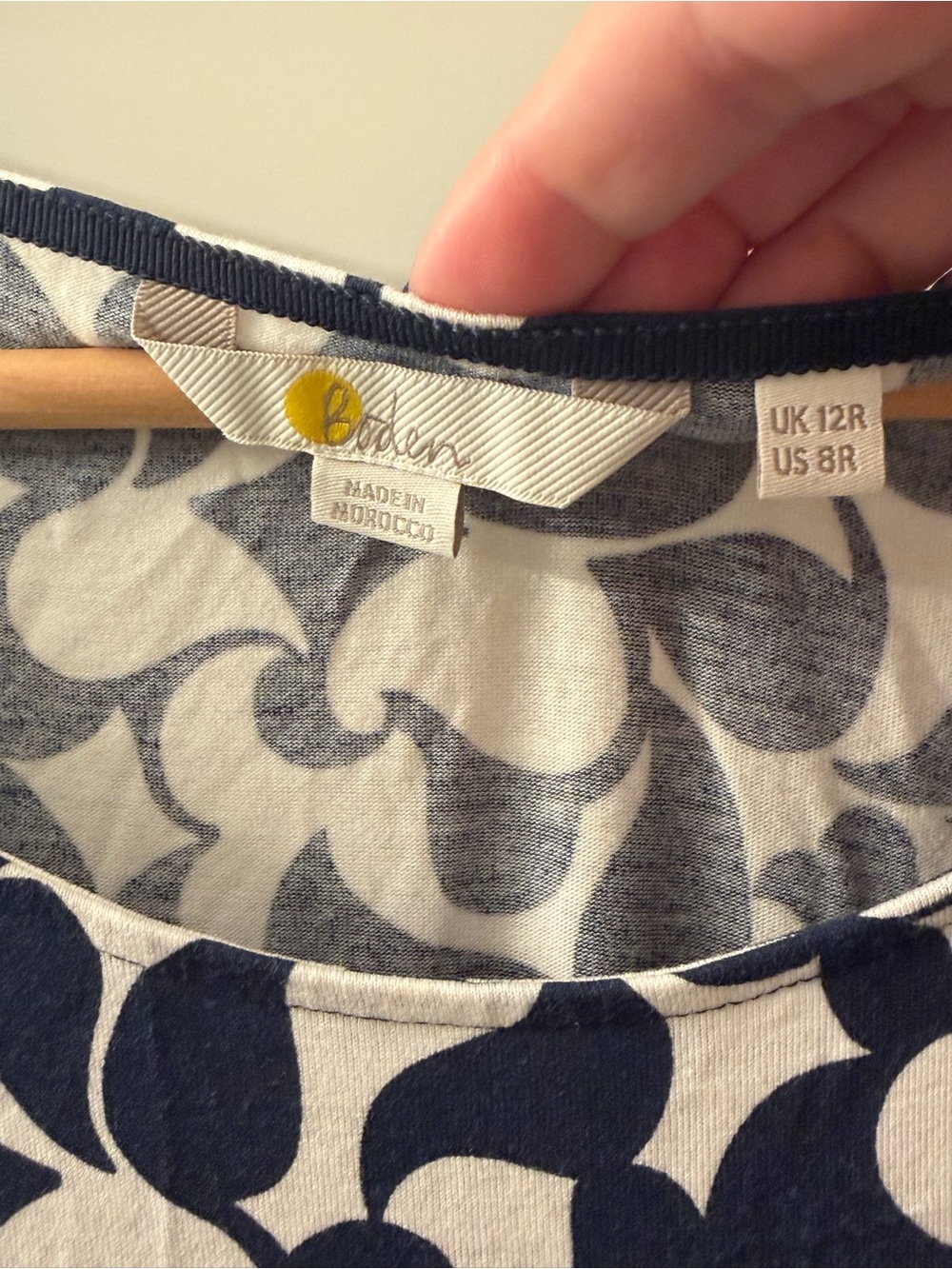 Boden Navy and White Abstract Print Midi Dress - Picture 4 of 4